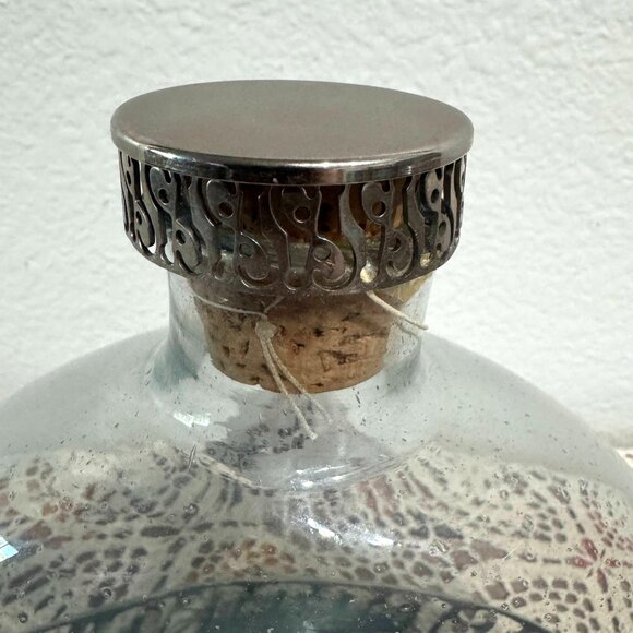 Duchamp Hand Blown Glass Decanter w/Nickel Plated Base and Cork Lid - Picture 8 of 12